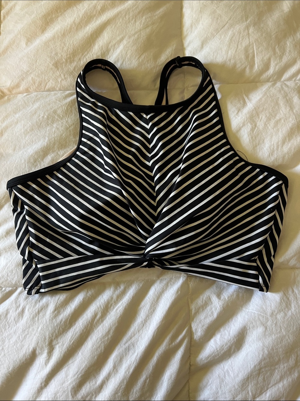 Kona Sol Black & White High-Neck Swim Top